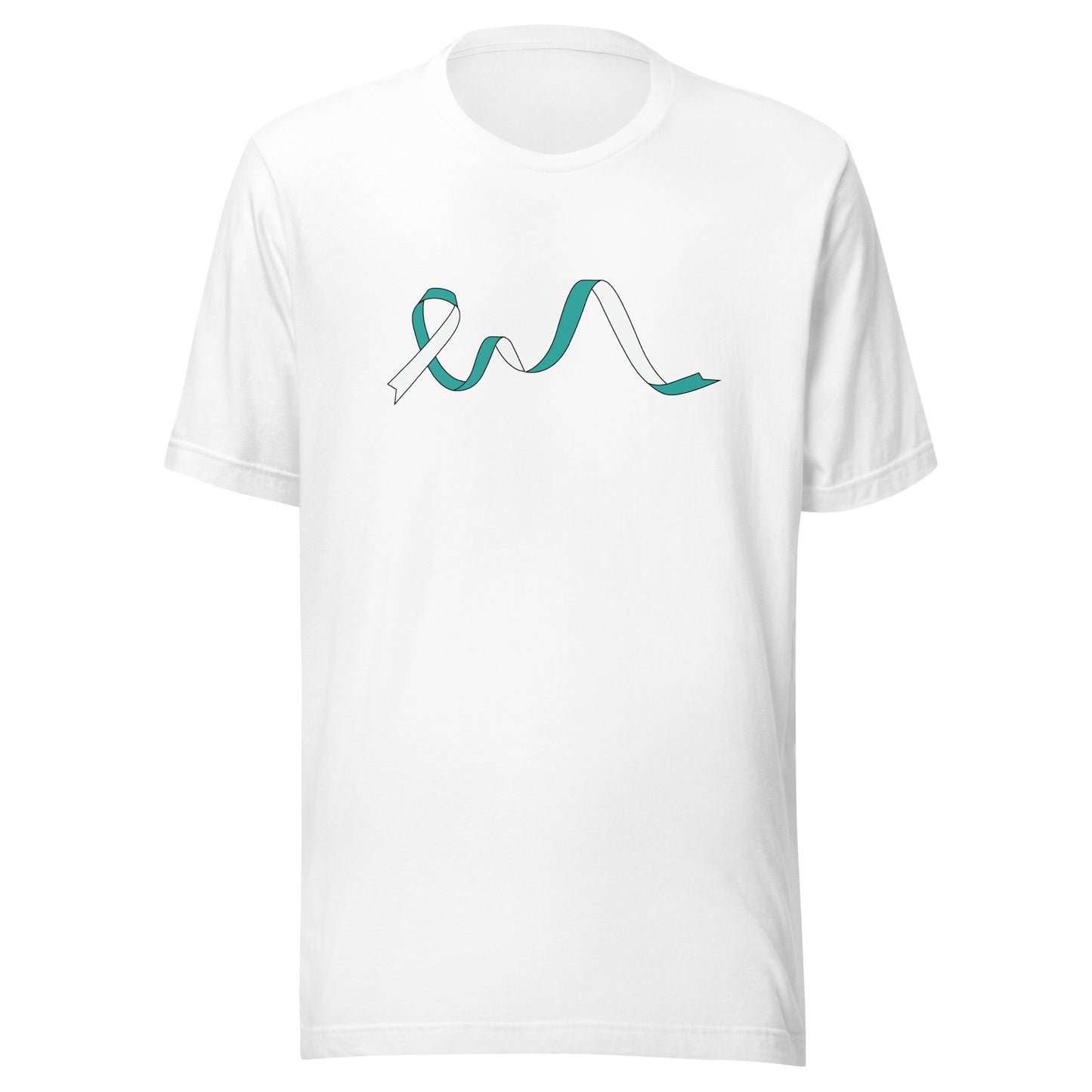 Teal and White Flowing Ribbon