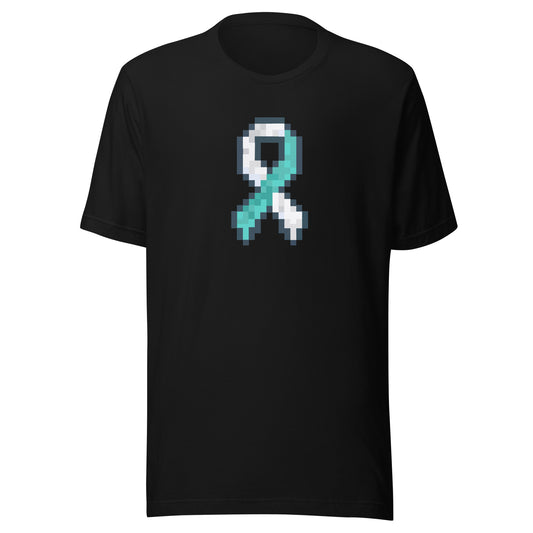 Teal and White Pixel Ribbon