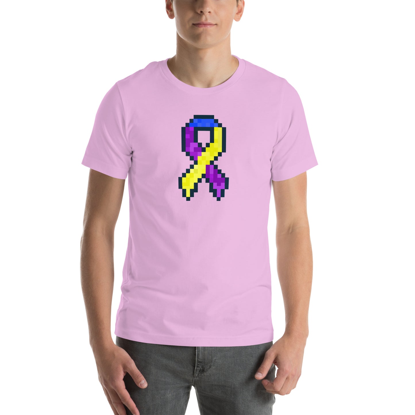 Blue Purple and Yellow Pixel Ribbon