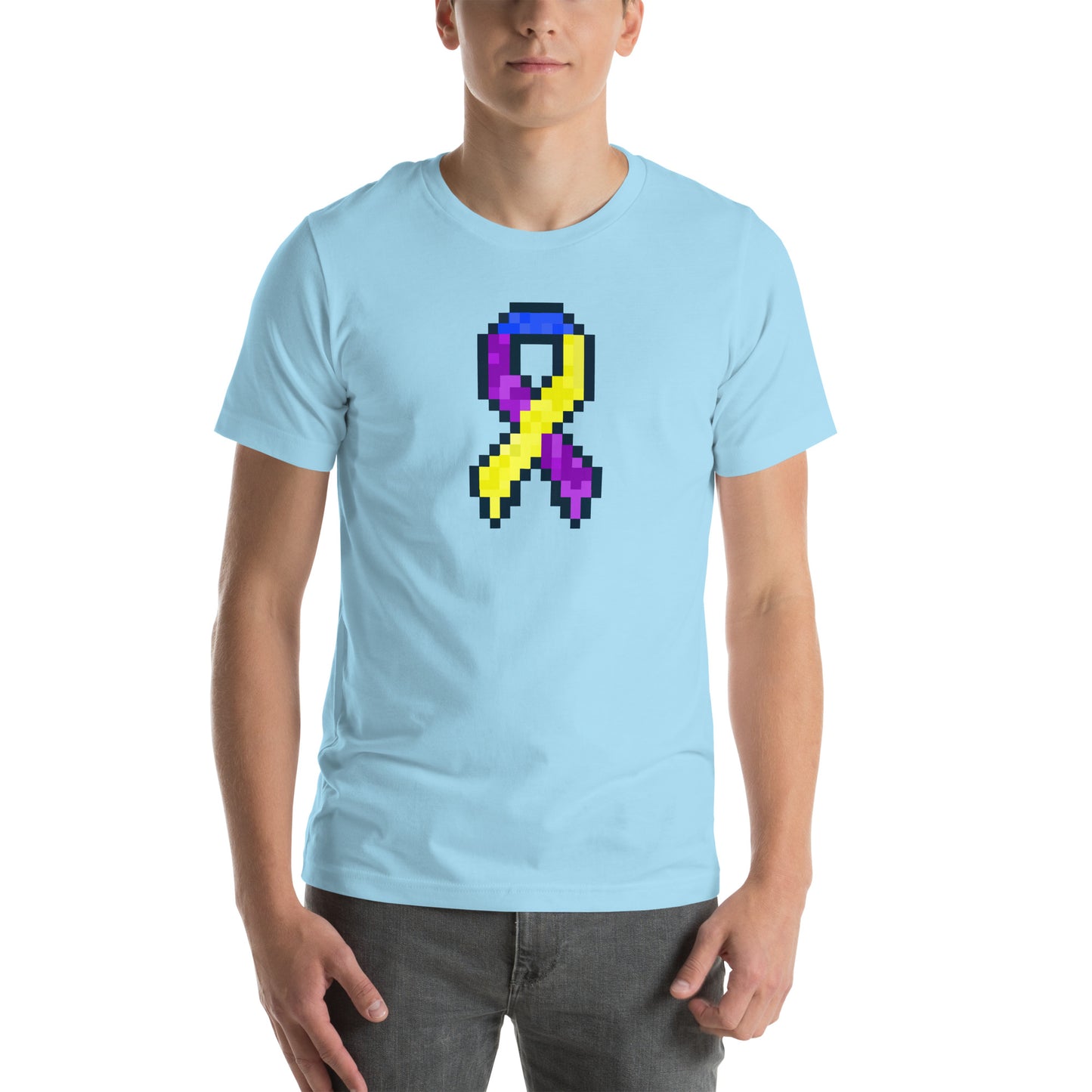 Blue Purple and Yellow Pixel Ribbon