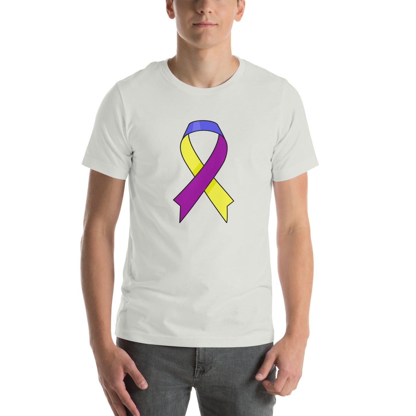 Big Blue Purple and Yellow Ribbon