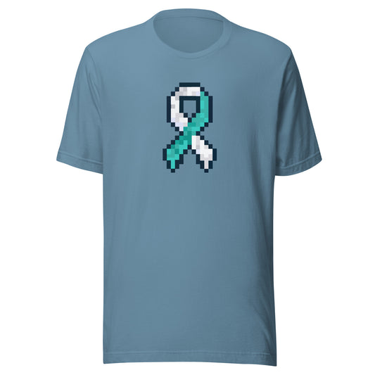 Teal and White Pixel Ribbon