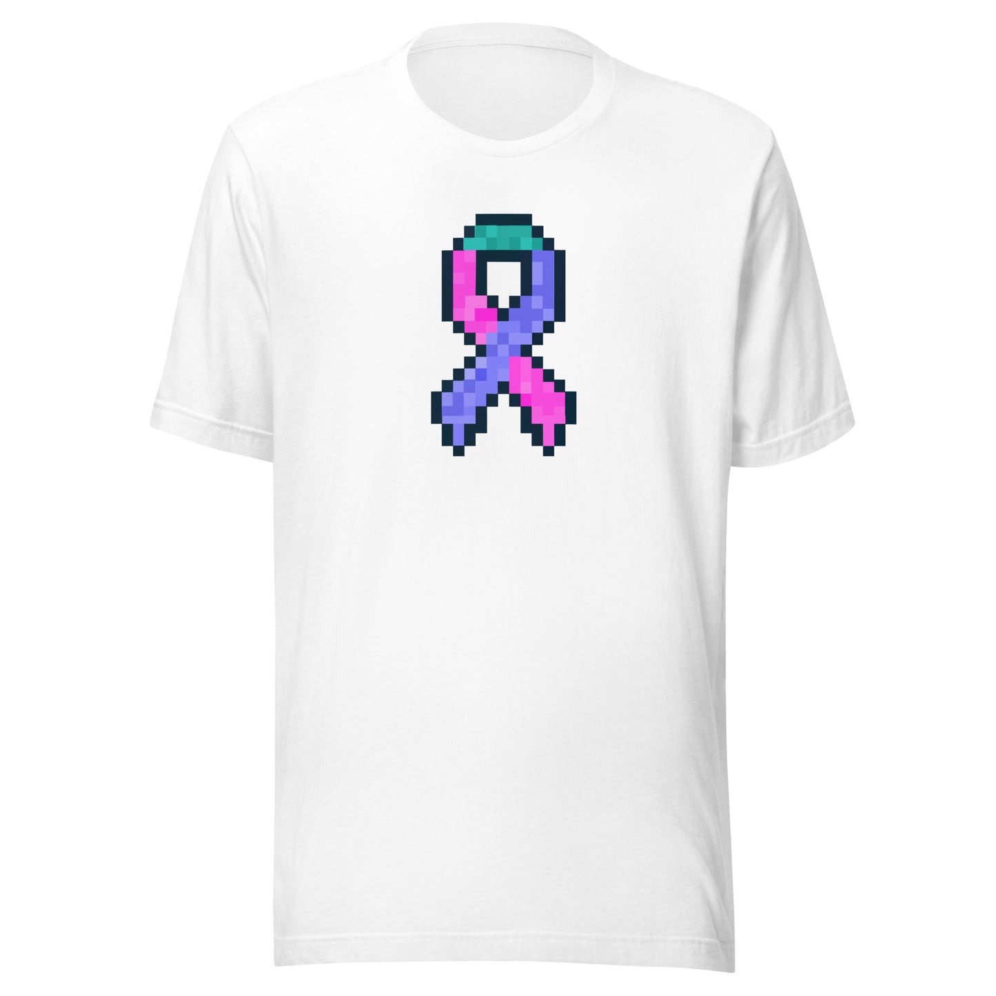 Blue Pink and Teal Pixel Ribbon