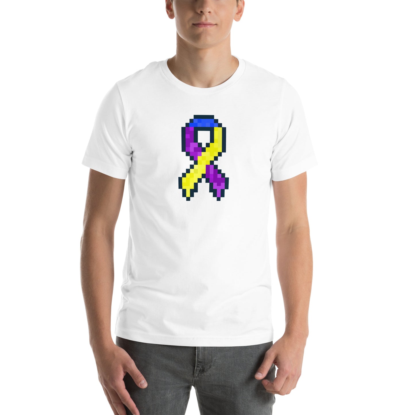 Blue Purple and Yellow Pixel Ribbon